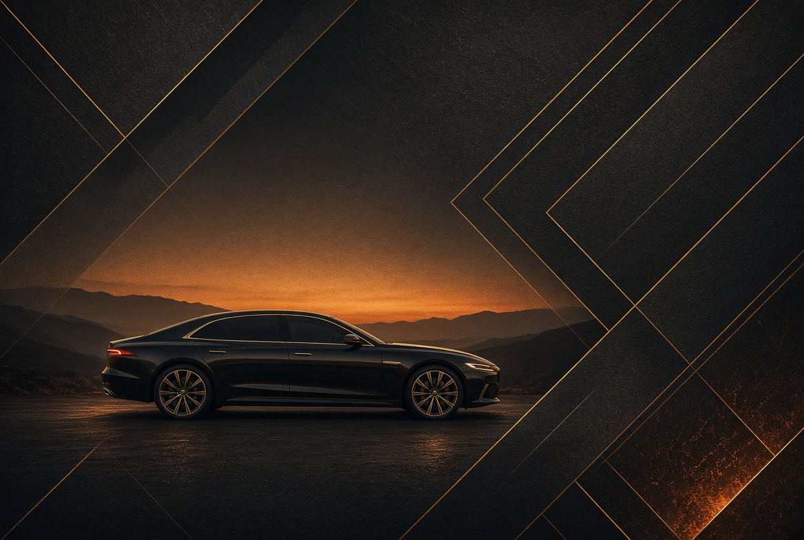 Classic luxury car at dusk